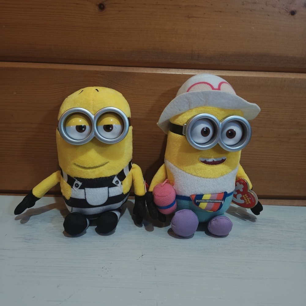Despicable Me 3 2pcs Minions Tom & Jerry Plush Original Tags Ty Beanie Babies E3